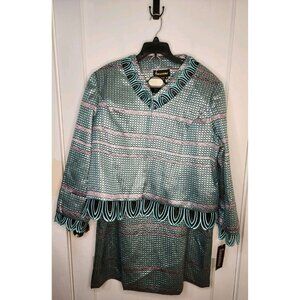 Size 24 NWT Vintage Susanna Metallic Blue Purple Suit Skirt Outfit Church Formal